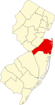 State map highlighting Monmouth County