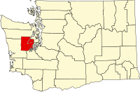 Map of Vašington highlighting Mason County