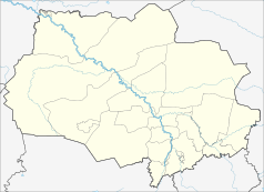 Mapa konturowa obwodu tomskiego, na dole znajduje się punkt z opisem „Białystok”