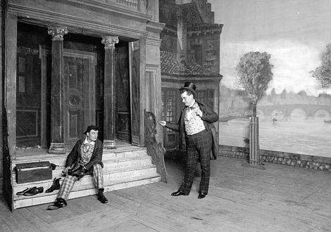 Erland Wagner som Rocambole och Hagman som Chiendent i Rocamboles arvingar på Södra Teatern, 1899.