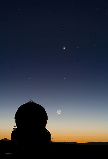 Mercurius, Venus en die Maan