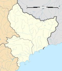 Mapa konturowa Alp Nadmorskich, u góry po lewej znajduje się punkt z opisem „Châteauneuf-d’Entraunes”