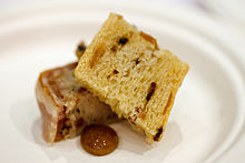 A globule of beer jam aspic prepared with bacon pâté (at bottom)