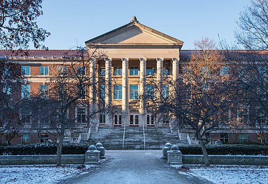 Frederick L Hovde Hall of Administration at Purdue University in the winter of 2016.