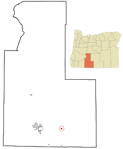 Elhelyezkedése Klamath megyében és Oregonban