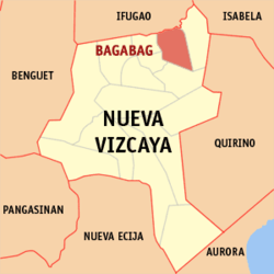 Mapa de Nueva Vizcaya con Bagabag resaltado