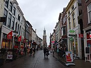 Street with shops in the center