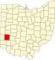 Localização do Map of Ohio highlighting Montgomery County