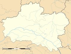 Mapa konturowa Loiret, blisko centrum na prawo znajduje się punkt z opisem „Chevillon-sur-Huillard”