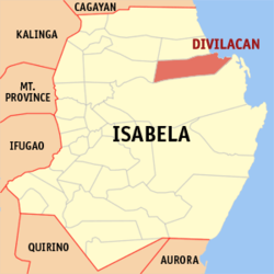 Mapa ng Isabela na nagpapakita sa lokasyon ng Divilacan.