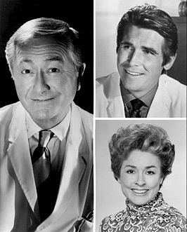 Met de klok mee: castleden Robert Young, James Brolin en Elena Verdugo in Marcus Welby, M.D.