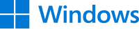 The Windows logo containing a blue icon depicting a stylized four-pane window shape, and the word Windows in blue