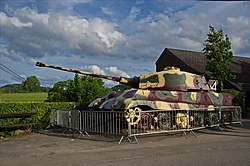 A preserved Tiger II tank left by the Kampfgruppe Peiper at La Gleize in December 1944