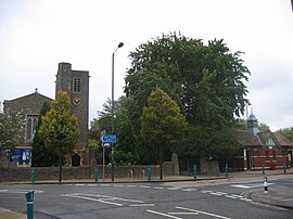 Kreuzung an der St.-Andrew-Kirche in Avonmouth