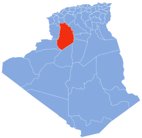 Harta provinciei El Bayadh în cadrul Algeriei