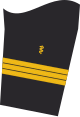 Dienstgradabzeichen eines Oberstabsarztes (Approbation für Humanmedizin) auf dem Unterärmel der Jacke des Dienstanzuges für Marineuniformträger