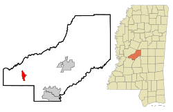 Location of Flora, Mississippi