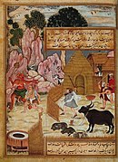 Basawan. The Thief, the Demon and the Devotee. An illustration from the Anvar-i Suhaili, dated 1570-71. Library of the School of Oriental and African Studies, London - копия.jpg