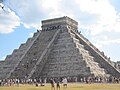 El Castillo being climbed by tourists