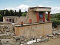 Image 3Restored North Entrance with charging bull fresco of the Palace of Knossos (Crete), with some Minoan colourful columns (from Culture of Greece)