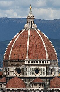 The dome of Florence Cathedral with a roof lanternat the top