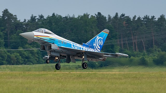 Eurofighter Typhoon EF2000 (reg. 30+68) of the German Air Force (Deutsche Luftwaffe, Taktisches Luftwaffengeschwader 74) at ILA Berlin Air Show 2016.