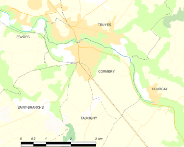 Carte représentant le territoire de communes limitrophes