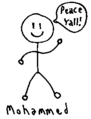 Stick figure image cartoon, advocating for peace