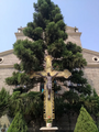 The outdoor crucifix, located behind the chancel