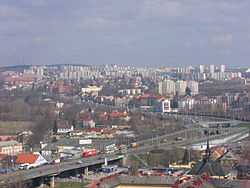 Severní Předměstí z věže katedrály sv. Bartoloměje