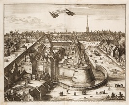 Ets van het kasteel uit 1656 met de situatie rond 1540