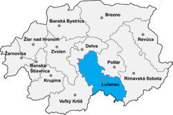 Location of Lučenecas apriņķis