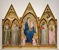 Agnolo Gaddi, Madonna mit Kind und den hll. Andreas, Benedikt, Bernhard und Katharina von Alexandrien mit Engeln, vor 1387, Tempera und Gold auf Holz, National Gallery of Art, Wash. DC