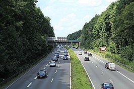 Blik vanaf een voetgangersbrug op de A43 bij Bochum. (2012)