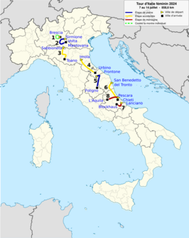 Routekaart van de Ronde van Italië voor vrouwen 2024