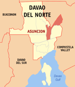 Map of Davao del Norte with Asuncion highlighted