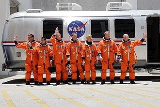 Photo STS-124 in front of NASA Astrovan before liftoff at Kennedy Space Center