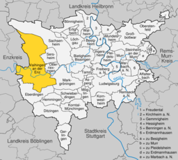 Läget för Vaihingen an der Enz i Landkreis Ludwigsburg