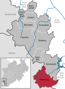 Elhelyezkedése Städteregion Aachen térképén