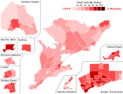 Support for Liberal Party candidates by riding