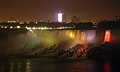 Bridal Veil Falls from the Canadian side lit up at night