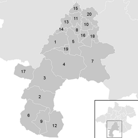 Poloha obce Ebensee am Traunsee v okrese Gmunden (klikacia mapa)