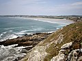 Les plages de Lestrevet et Pentrez vues depuis la pointe de Talagrip en Plomodiern.