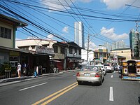 Commercial establishments along the city's main road, Nicolas Domingo Street.