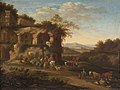 Italian landscape with antique ruins and herders Adriaen Frans Boudewyns (17. århundre) Kunsthistorisches Museum