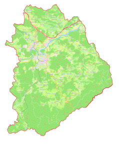 Mapa konturowa gminy miejskiej Novo mesto, u góry znajduje się punkt z opisem „Otočec”