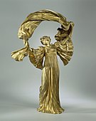 Figurină Art Nouveau a unei dansatoare; circa 1900; bronz doré; înălțime: 40 cm; Rijksmuseum