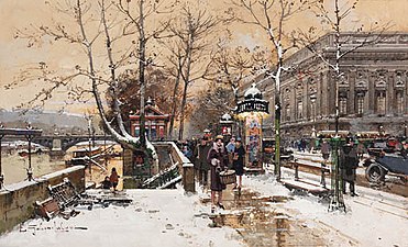 Attribué à Eugène Galien-Laloue, Le Quai du Louvre, localisation inconnue.