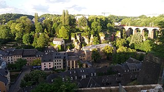 The Center of Luxembourg City with the Pulvermuhl Viaduct