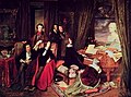 Image 16Josef Danhauser's 1840 painting of Franz Liszt at the piano surrounded by (from left to right) Alexandre Dumas, Hector Berlioz, George Sand, Niccolò Paganini, Gioachino Rossini and Marie d'Agoult, with a bust of Ludwig van Beethoven on the piano (from Romantic music)